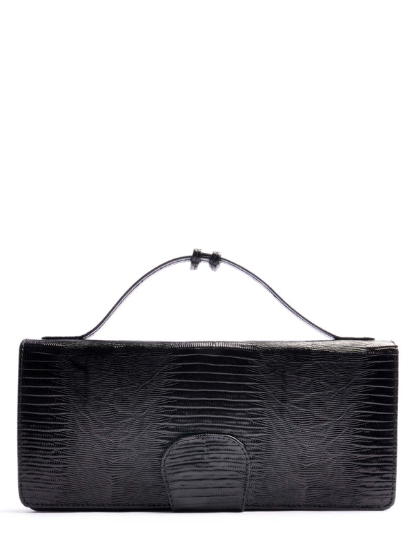 OSTWALD Purse . OPERA . CLUTCH. Calf leather . Color black .  Handcrafted In Our Studio