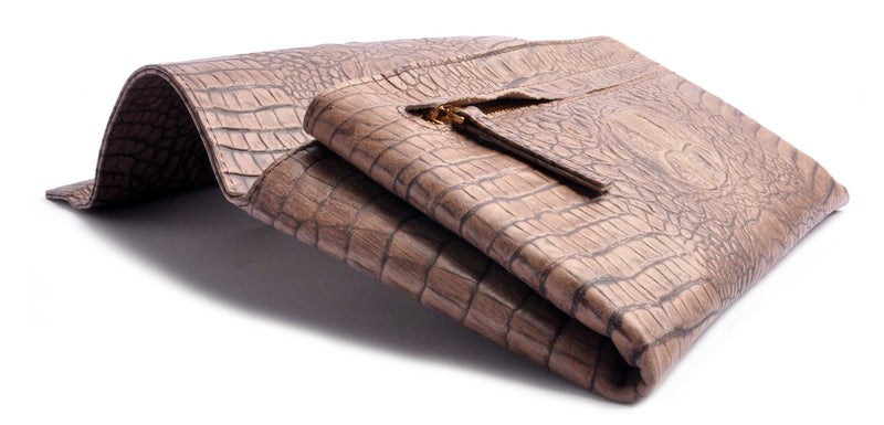 OSTWALD Bags . ENVELOPE . CLUTCH made from Italian Calf leather Croc embossed wit our "iconographic closure"