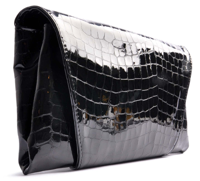 OSTWALD Purse . Elegant and Timeless ENVELOPE . CLUTCH. Calf leather . Color black . Handcrafted In Our Studio