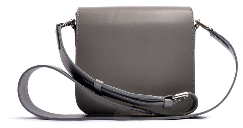OSTWALD Purse . Elegant and Timeless ARROW BOX . SHOULDERBAG. Calf leather . Grey . Handcrafted In Our Studio