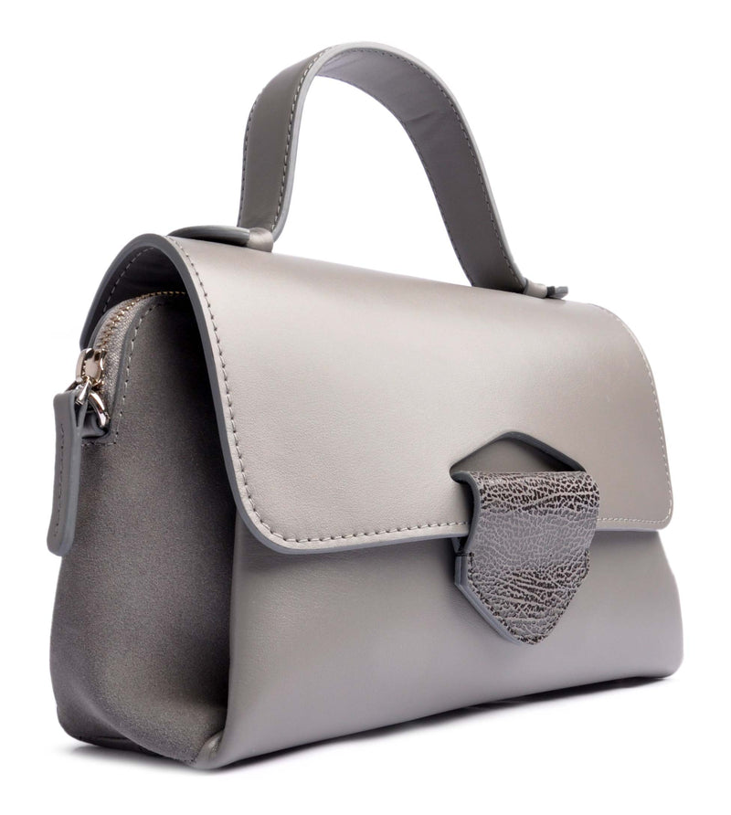 Day to Night Bag. ARROW TOTE in grey calf leather . Handcrafted in our Studio . OSTWALD Leather Manufactory