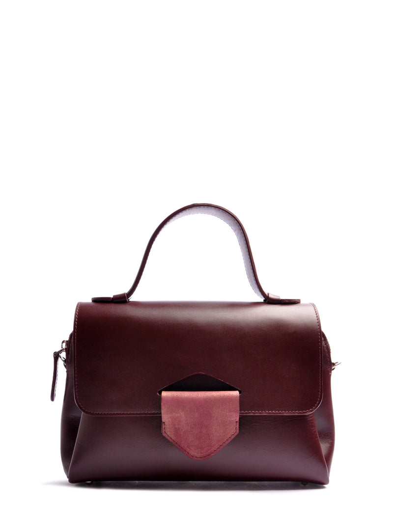OSTWALD Purse . Elegant and Timeless  ARROW TOTE. Calf leather . Color Burgundy . Handcrafted In Our Studio