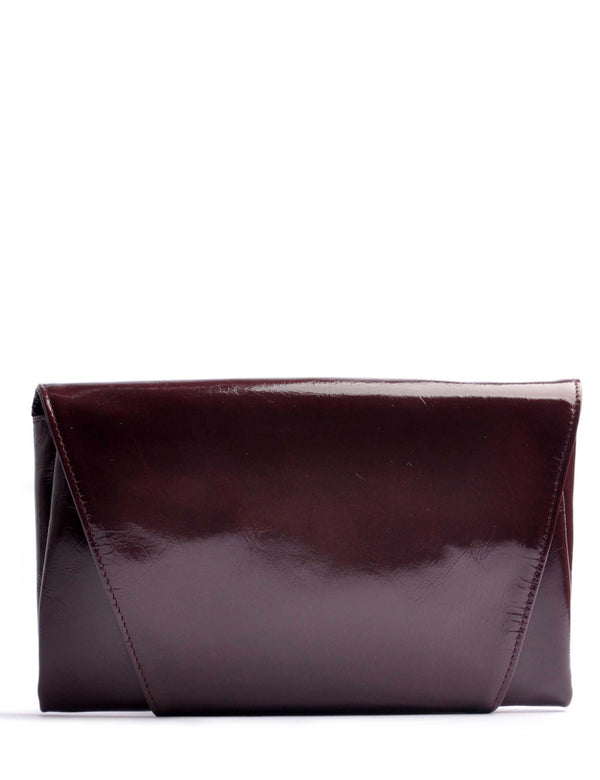 OSTWALD Purse . ENVELOPE . CLUTCH. Patent Calf leather . Color bordeaux red . Handcrafted In Our Studio