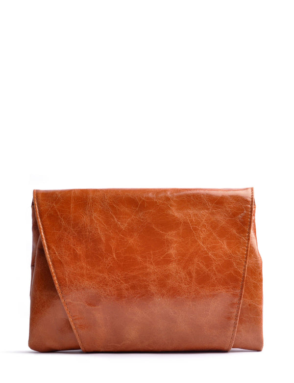OSTWALD Purse . ENVELOPE . CLUTCH. Calf leather . Color cognac brown . Handcrafted In Our Studio